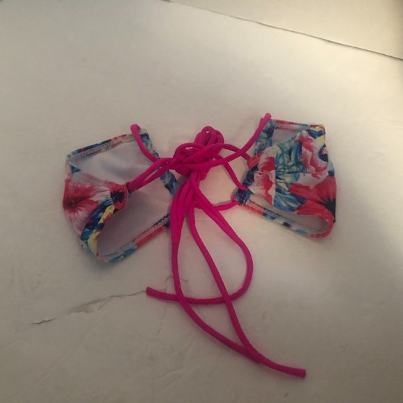 Bikini Pink Floral Halter High Waist Two Piece Swimtsuit New in Package Size S - Picture 6 of 7